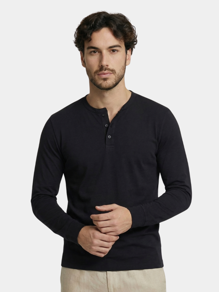 Minimalist Henley Neck Long Sleeve T-Shirt - Dalton & Rowe