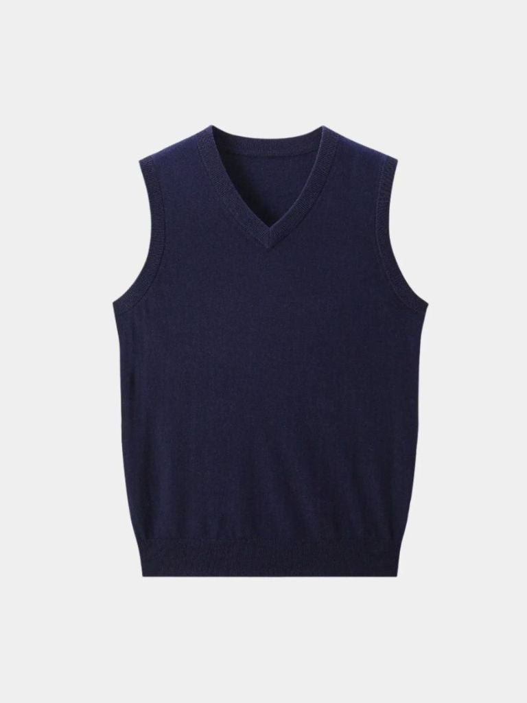 100% Cashmere V Neck Knit Vest - Dalton & Rowe