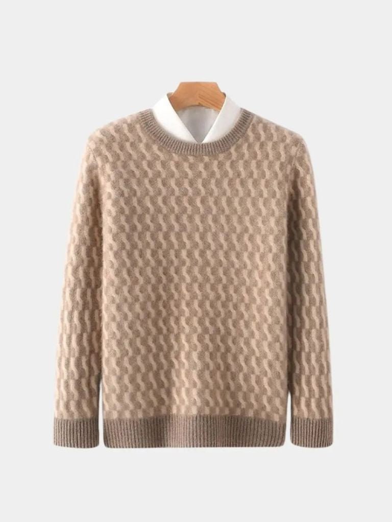 100% Wool Geometric Crew Neck Pullover Sweater - Dalton & Rowe