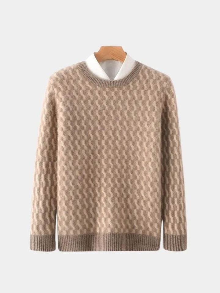 100% Wool Geometric Crew Neck Pullover Sweater - Dalton & Rowe