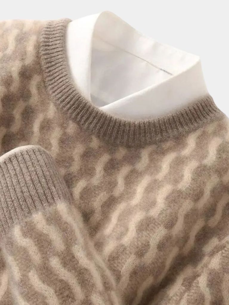 100% Wool Geometric Crew Neck Pullover Sweater - Dalton & Rowe