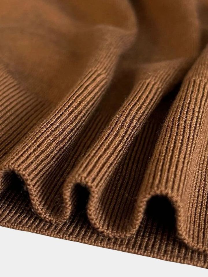 100% Wool Knit V Neck Turndown Polo Pullover - Dalton & Rowe