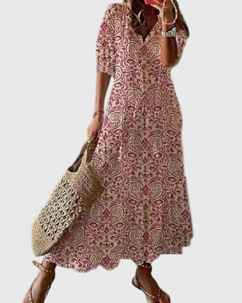 Flavie | Vestido Maxi Bohemio con Pompones