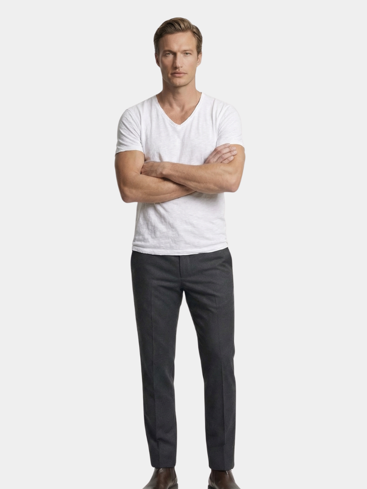 Albo Classic Linen V Neck T-Shirt - Dalton & Rowe