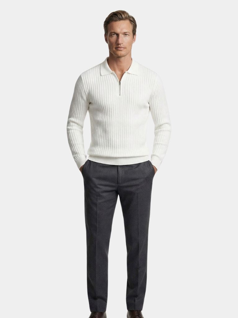 Elegant Open Collar Long Sleeve Polo - Dalton & Rowe