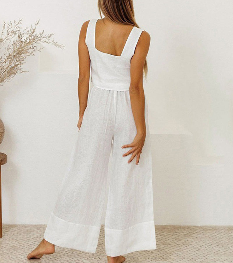 Megan - Conjunto Top Minimalista y Pantalón Acampanado