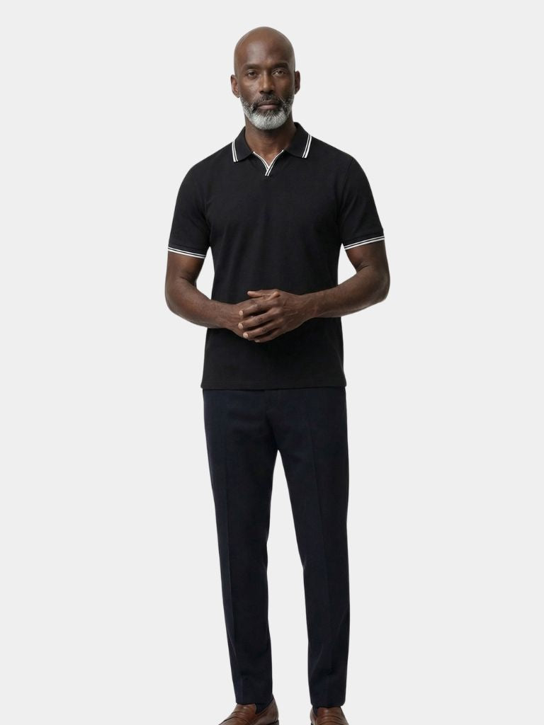 Timeless Black V-Neck Polo - Dalton & Rowe