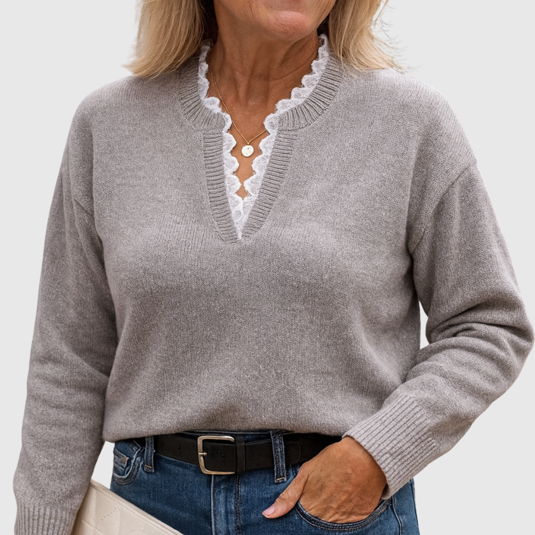 Zaryphine | Suéter de Cuello V Elegante