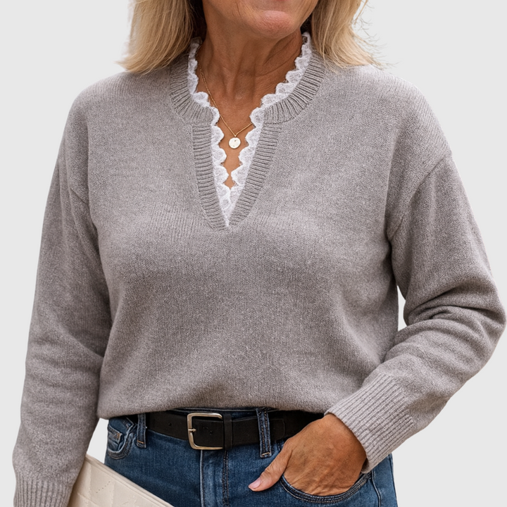 Zaryphine | Suéter de Cuello V Elegante