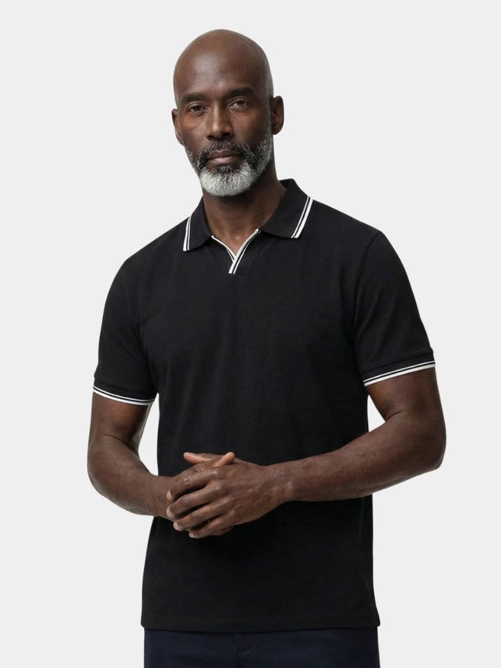Timeless Black V-Neck Polo - Dalton & Rowe