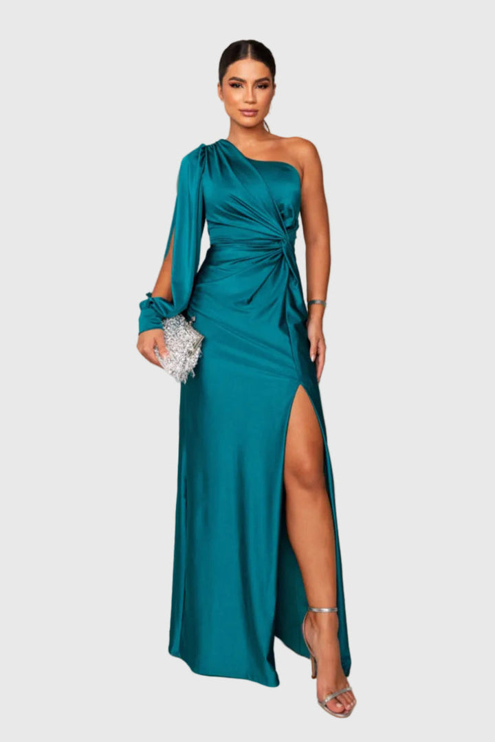Auriane | Vestido Maxi Asimétrico Satinado
