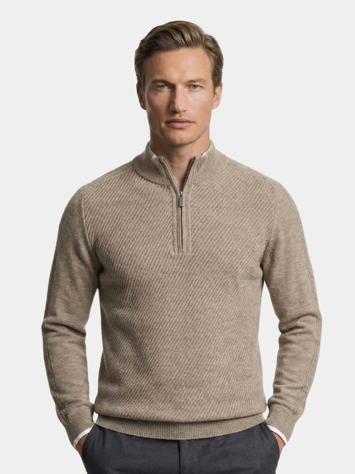 Stripe Quarter Zip Wool Sweater - Dalton & Rowe