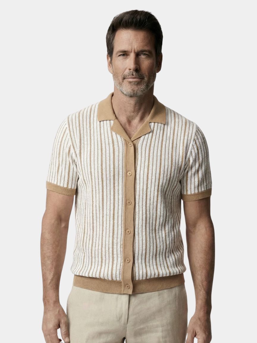 Striped Knit Polo Shirt - Dalton & Rowe