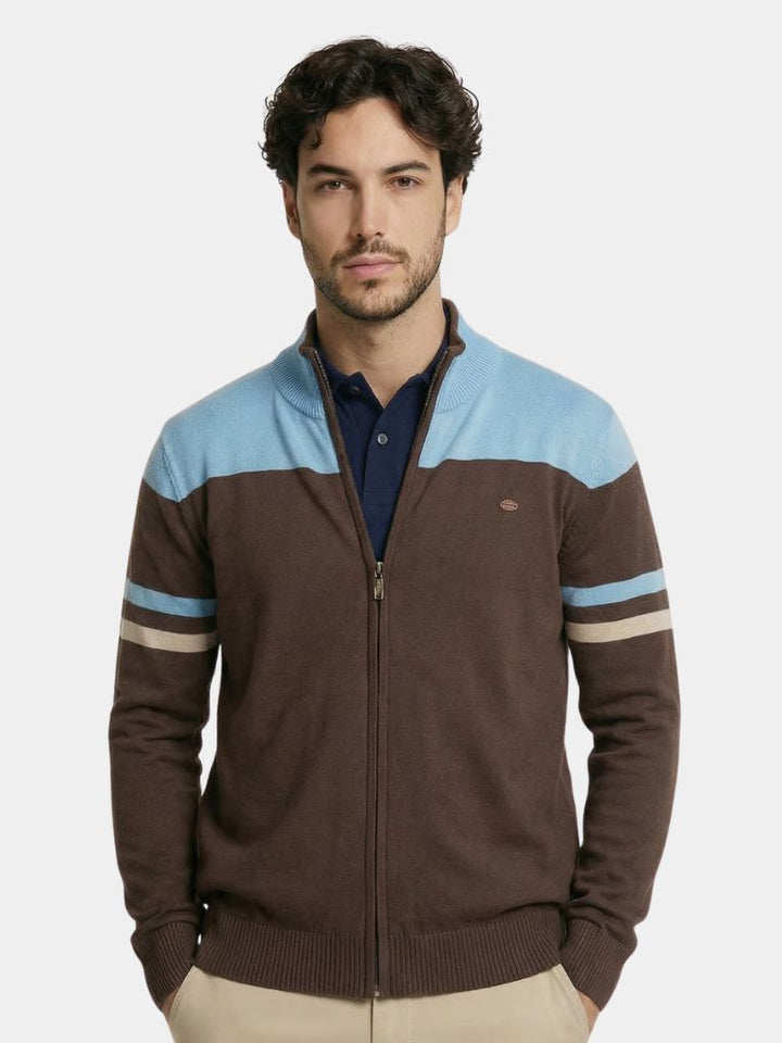 Cardigan Sweater Zipper Standing Collar Knitwear - Dalton & Rowe