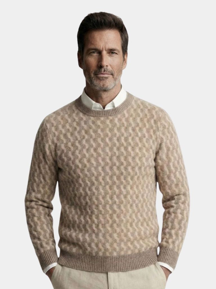100% Wool Geometric Crew Neck Pullover Sweater - Dalton & Rowe