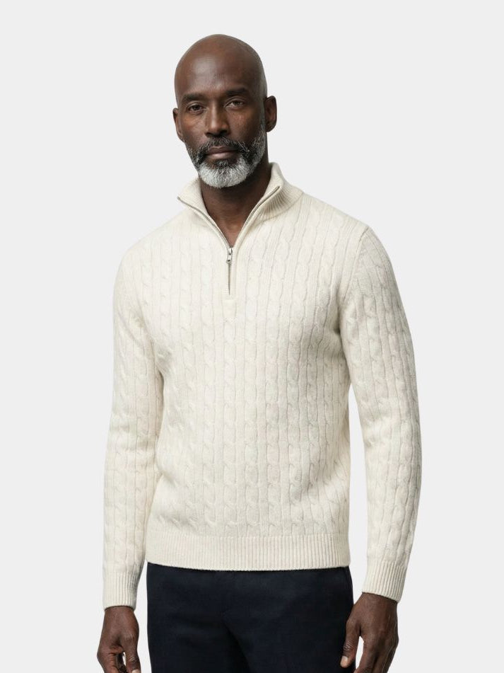 Premium Cable-Knit Zip Neck Sweater - Dalton & Rowe