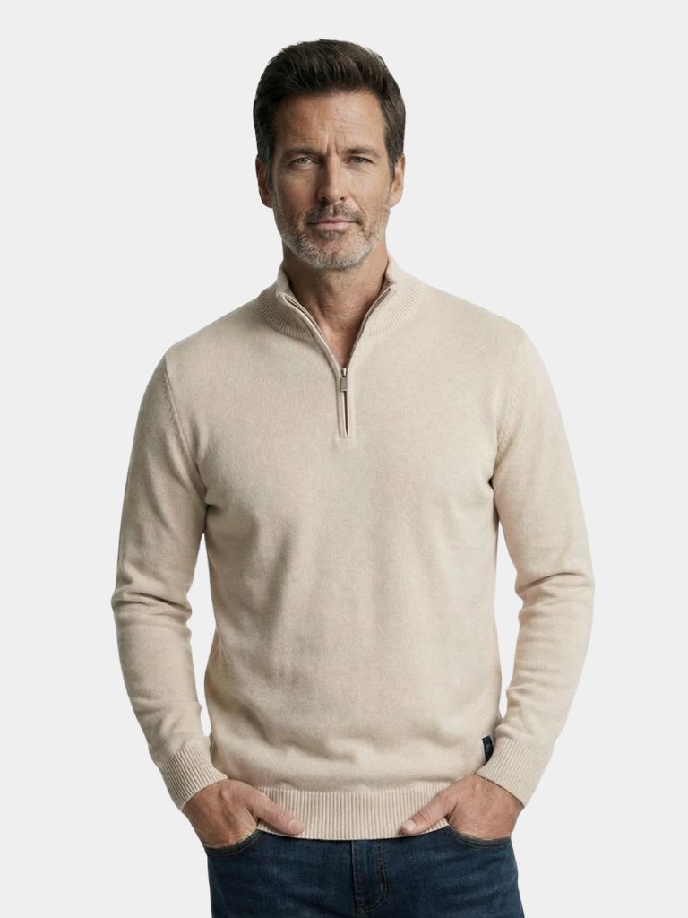 Half Zip Knitwear Solid Color Cardigan Sweater - Dalton & Rowe