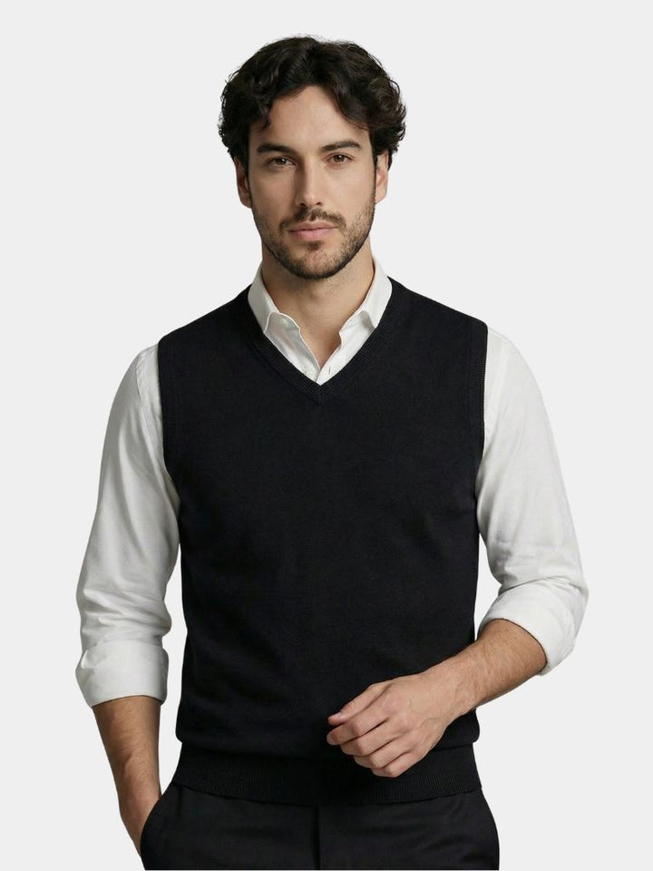 100% Cashmere V Neck Knit Vest - Dalton & Rowe