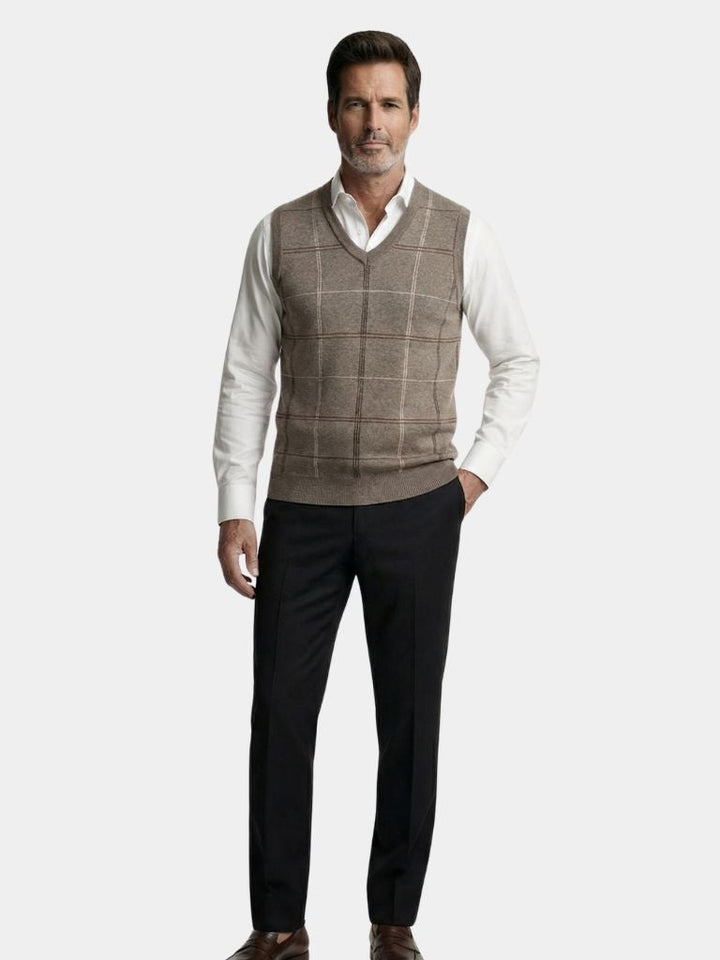Academic Checkered Knit Vest - Dalton & Rowe
