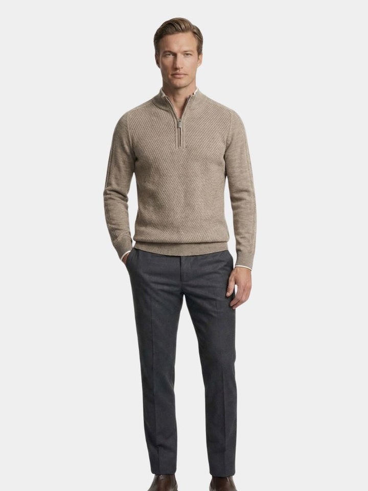 Stripe Quarter Zip Wool Sweater - Dalton & Rowe