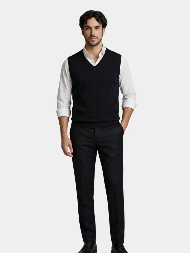 100% Cashmere V Neck Knit Vest - Dalton & Rowe