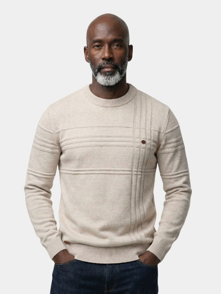 Cotton Knitted Stripped Crew Neck Pullover Sweater - Dalton & Rowe
