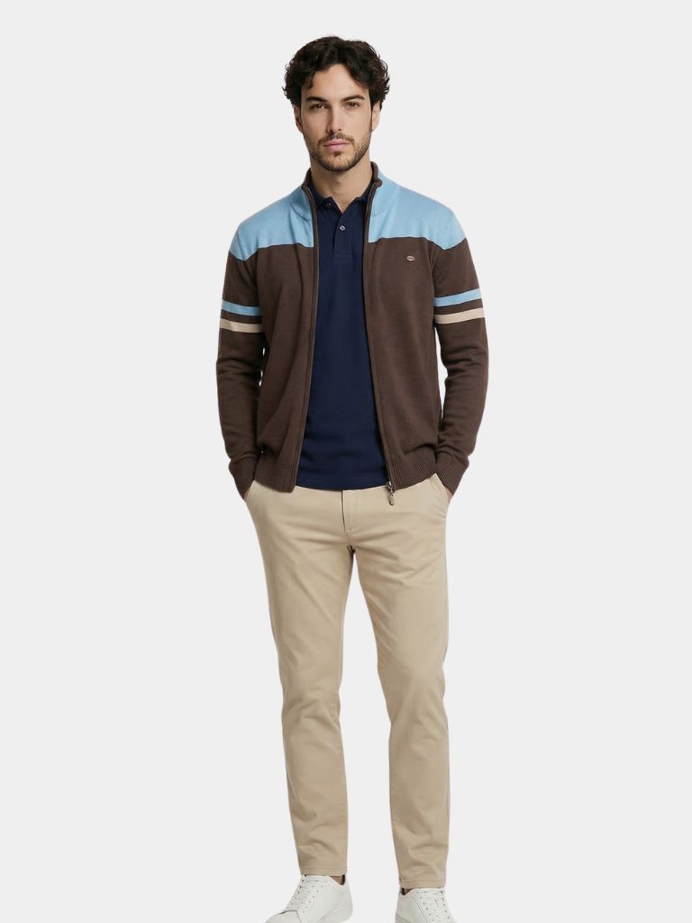Cardigan Sweater Zipper Standing Collar Knitwear - Dalton & Rowe