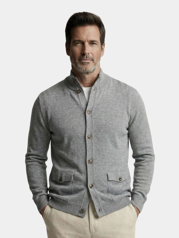Knitted Stand Collar Cotton Cardigan - Dalton & Rowe