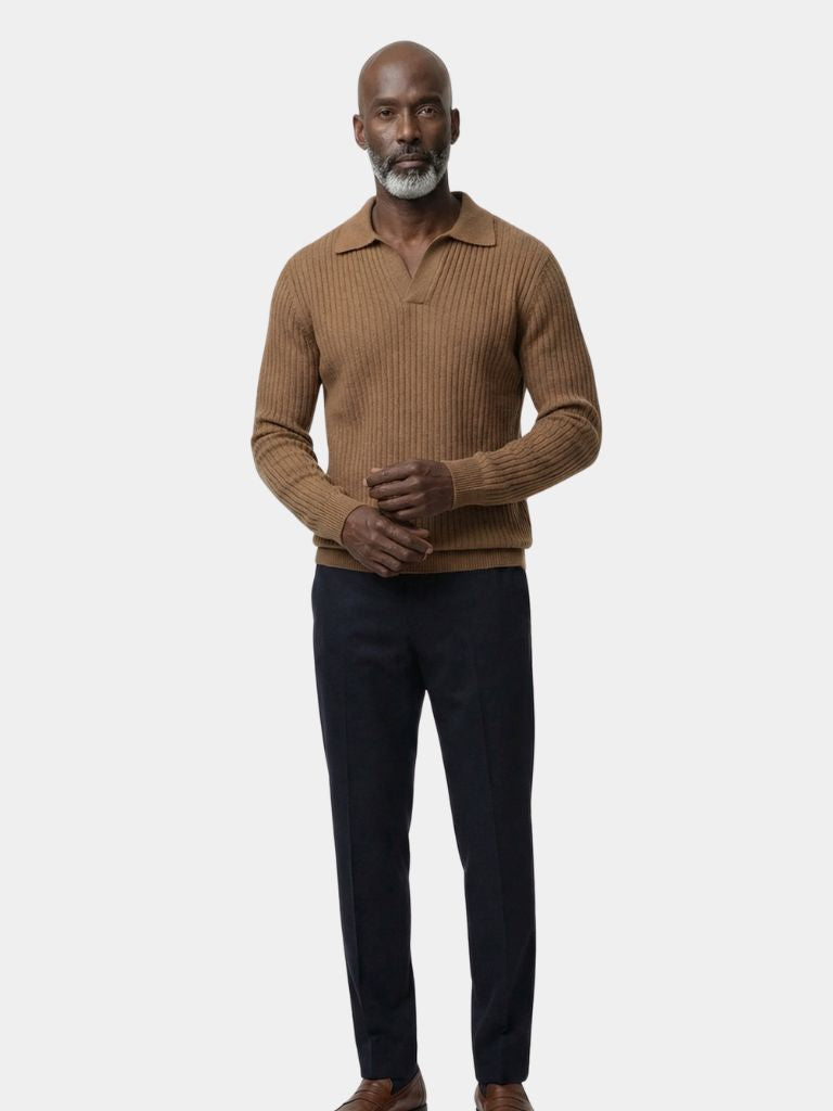 V-Neck Polo Sweater Ribbed - Dalton & Rowe