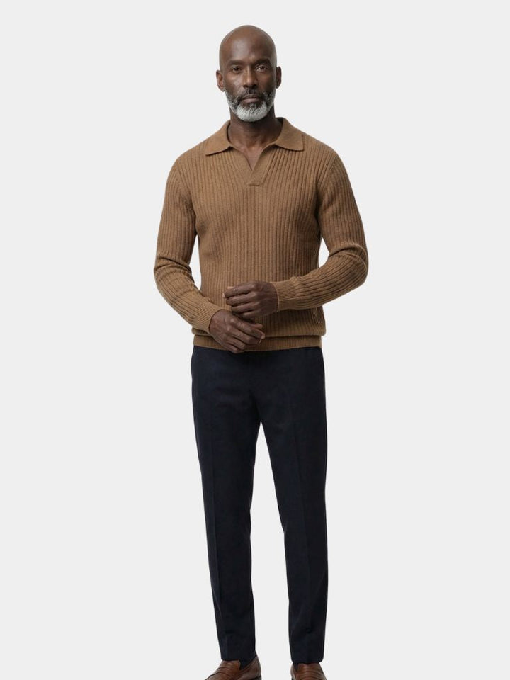 V-Neck Polo Sweater Ribbed - Dalton & Rowe