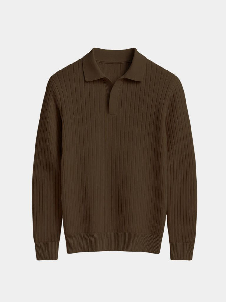 Elegant Open Collar Long Sleeve Polo - Dalton & Rowe