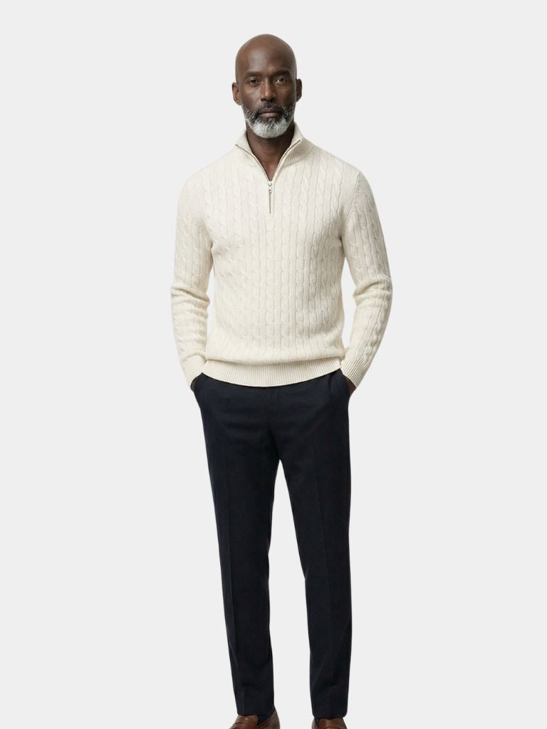 Premium Cable-Knit Zip Neck Sweater - Dalton & Rowe
