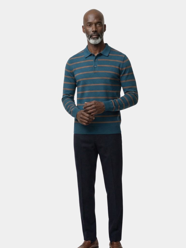 Navy Sunset Striped Polo - Dalton & Rowe
