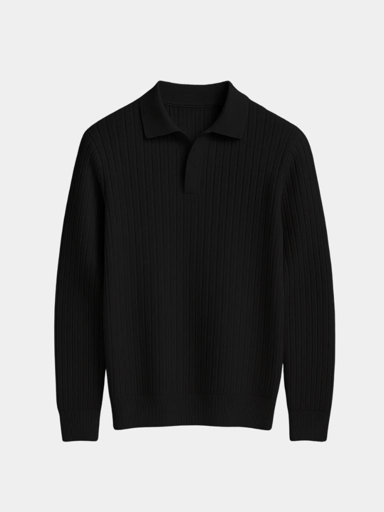 Elegant Open Collar Long Sleeve Polo - Dalton & Rowe