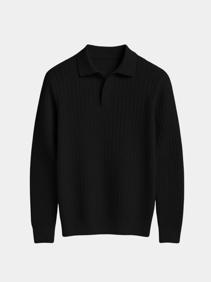 Elegant Open Collar Long Sleeve Polo - Dalton & Rowe