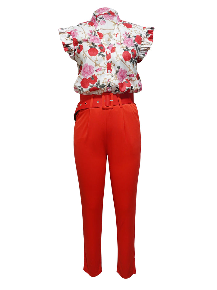 Florabel - Conjunto Elegante con Mangas Volantes