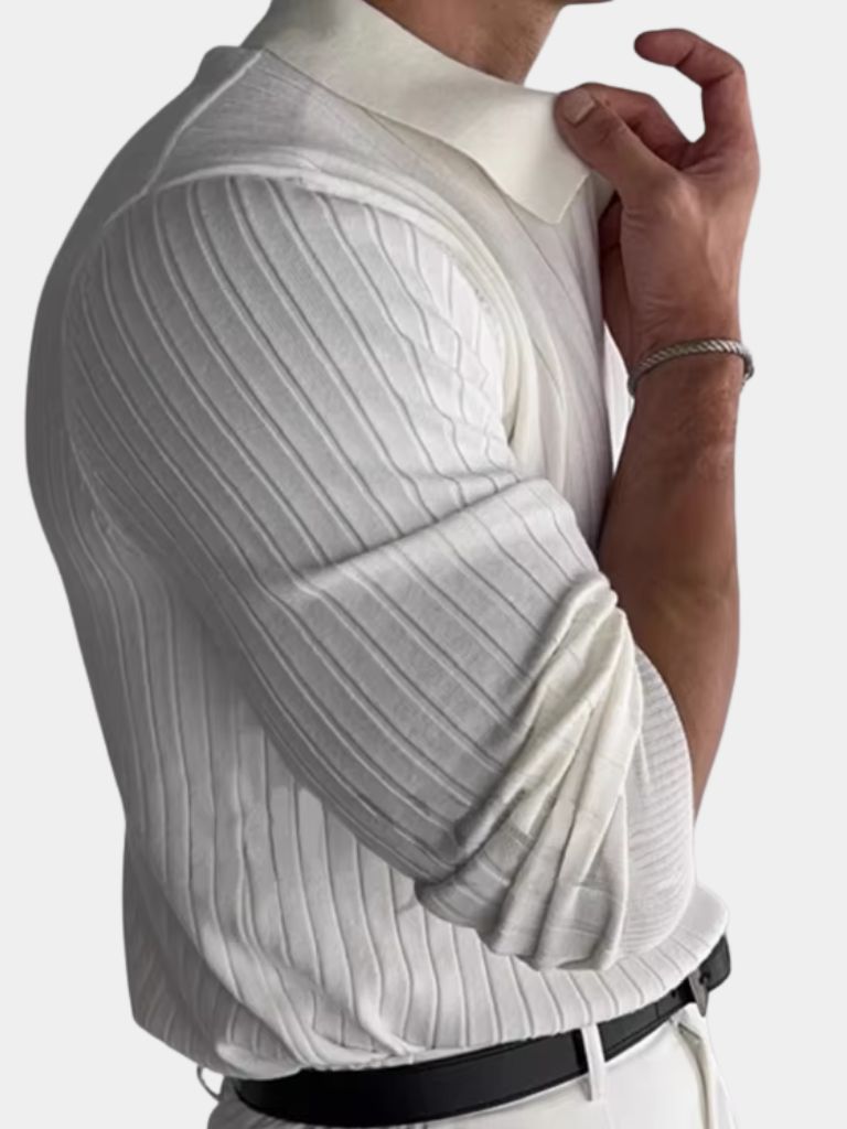 Elegant Open Collar Long Sleeve Polo - Dalton & Rowe