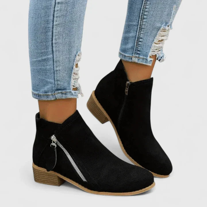 Armelle | Botines de Ante con Cremallera Lateral