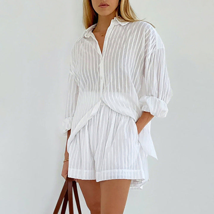 Viola - Conjunto de Camisa Botonada y Shorts Aireados
