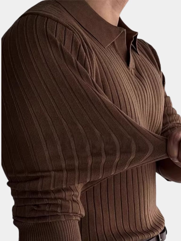 Elegant Open Collar Long Sleeve Polo - Dalton & Rowe