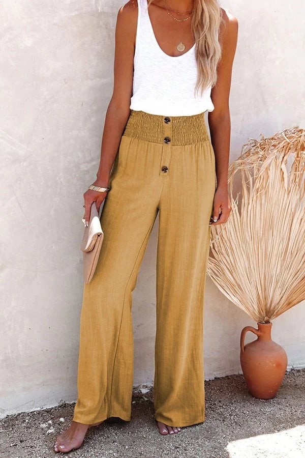 Riana - Pantalón de Cintura Alta Relajado