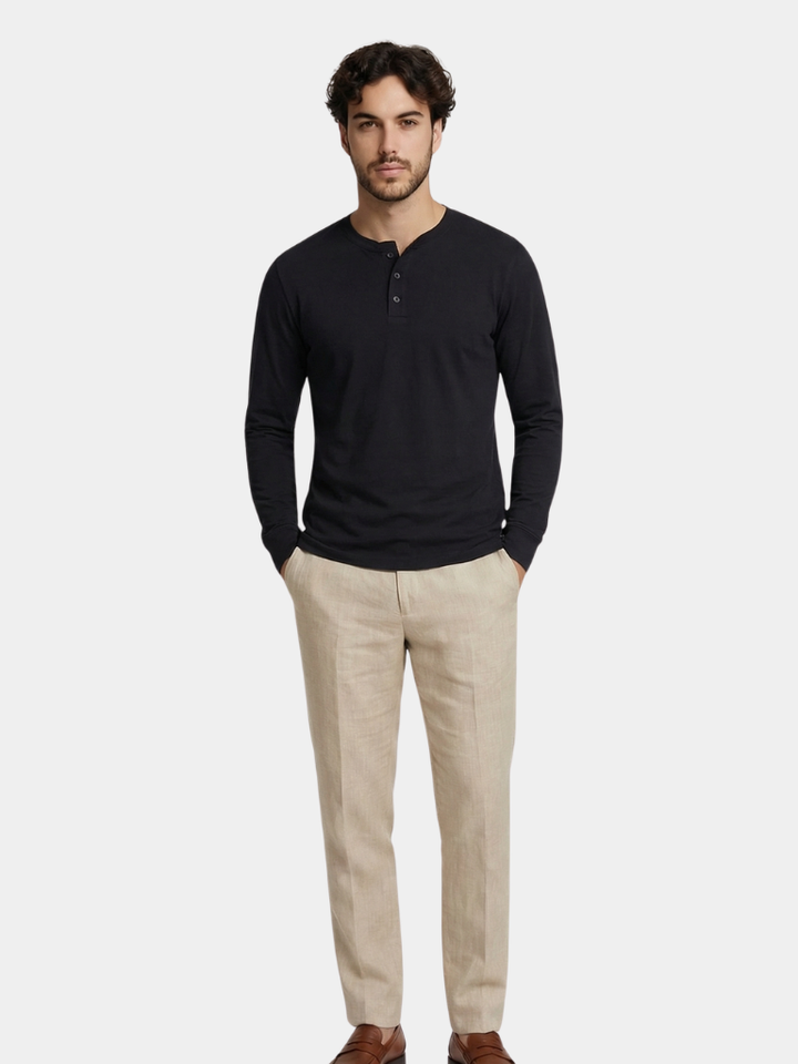 Minimalist Henley Neck Long Sleeve T-Shirt - Dalton & Rowe