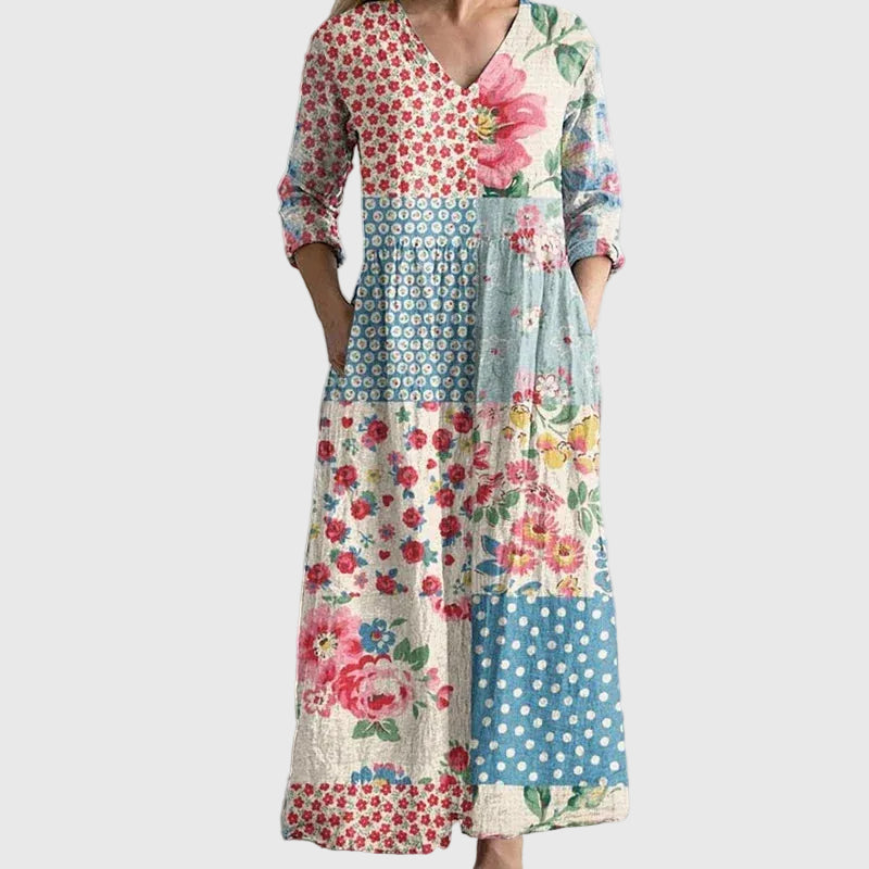 Lucienne | Vestido Maxi Patchwork Floral