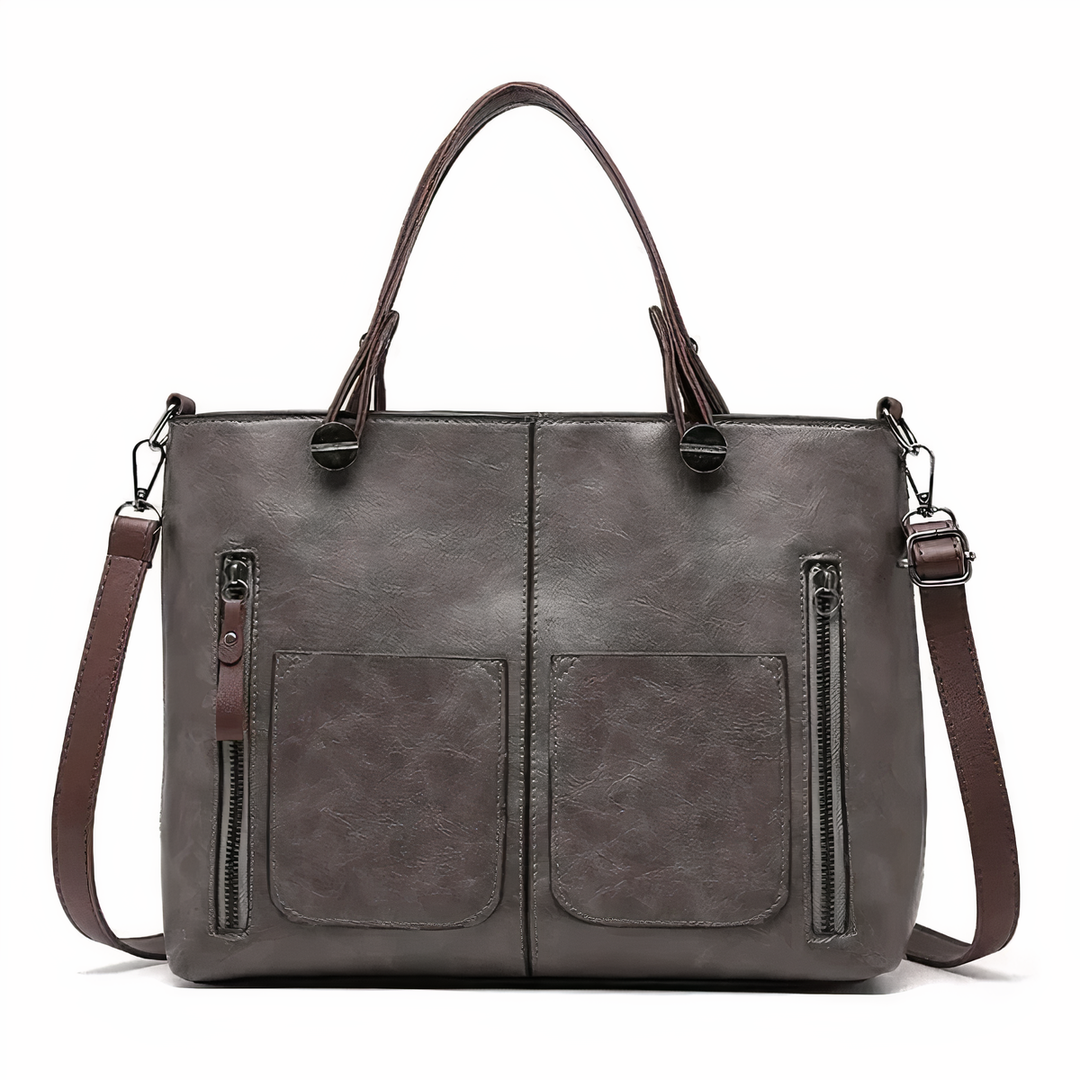 Amandine | Bolsa Tote Multi-Bolsillos Cuero Vintage