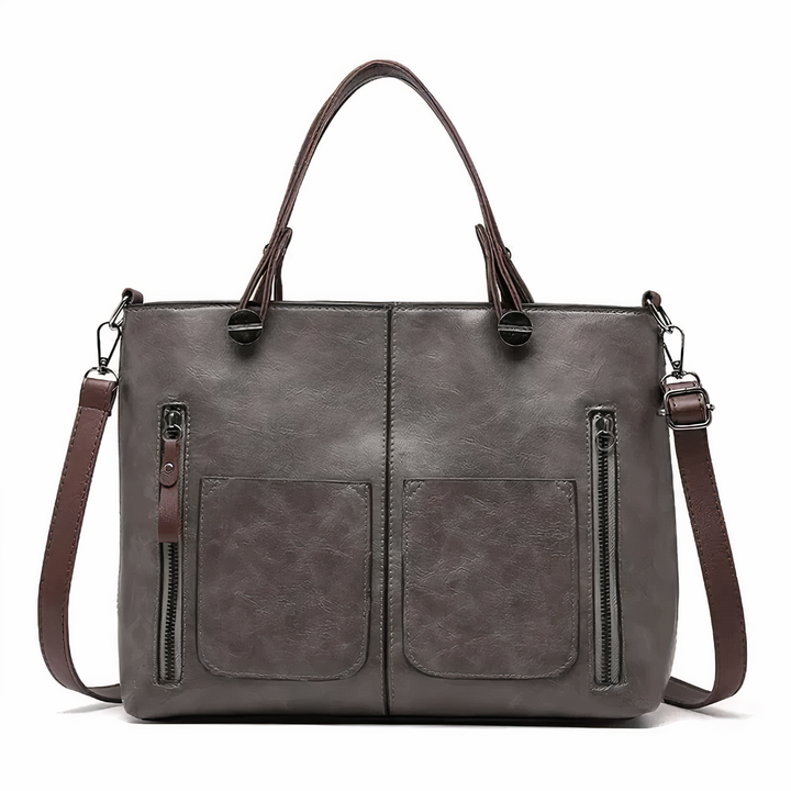 Amandine | Bolsa Tote Multi-Bolsillos Cuero Vintage