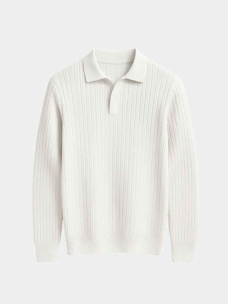 Elegant Open Collar Long Sleeve Polo - Dalton & Rowe