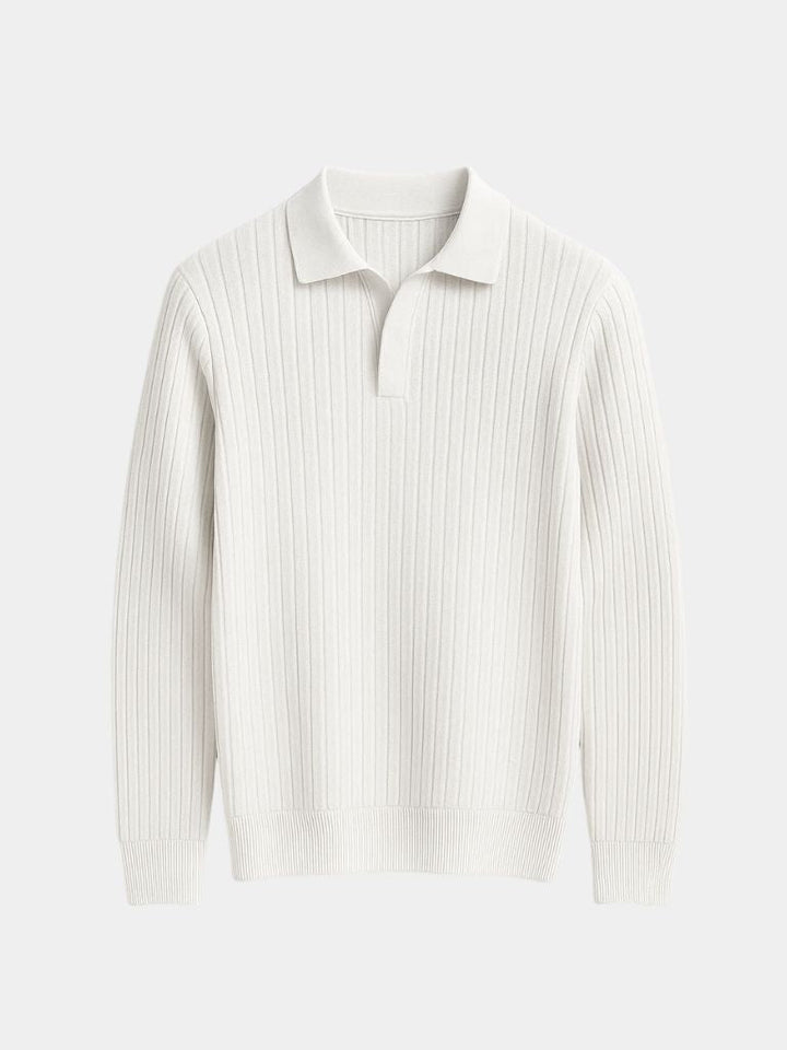 Elegant Open Collar Long Sleeve Polo - Dalton & Rowe