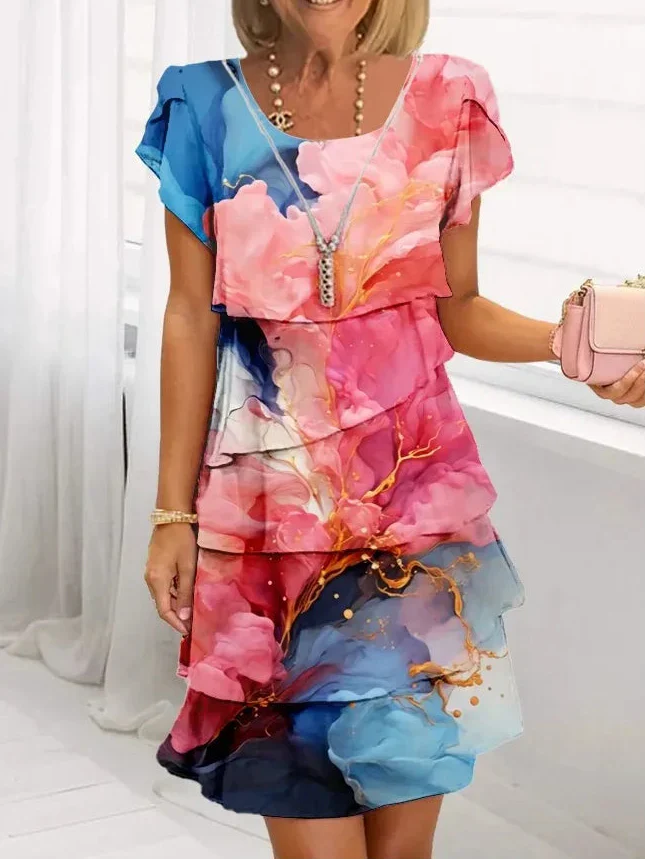 Isalys | Vestido Elegante Acuarela Floral