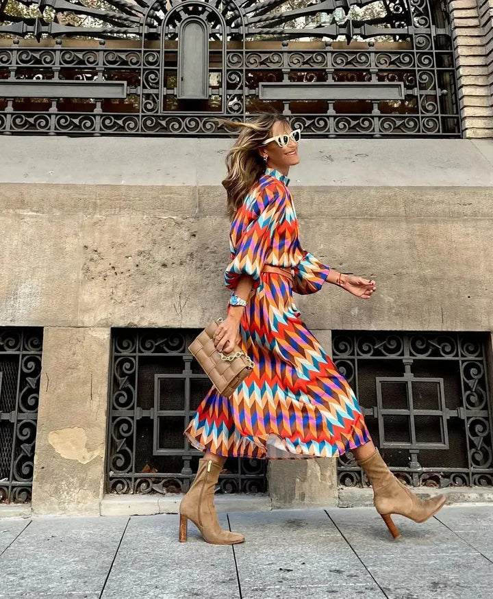 Cassandra | Vestido Midi Gráfico