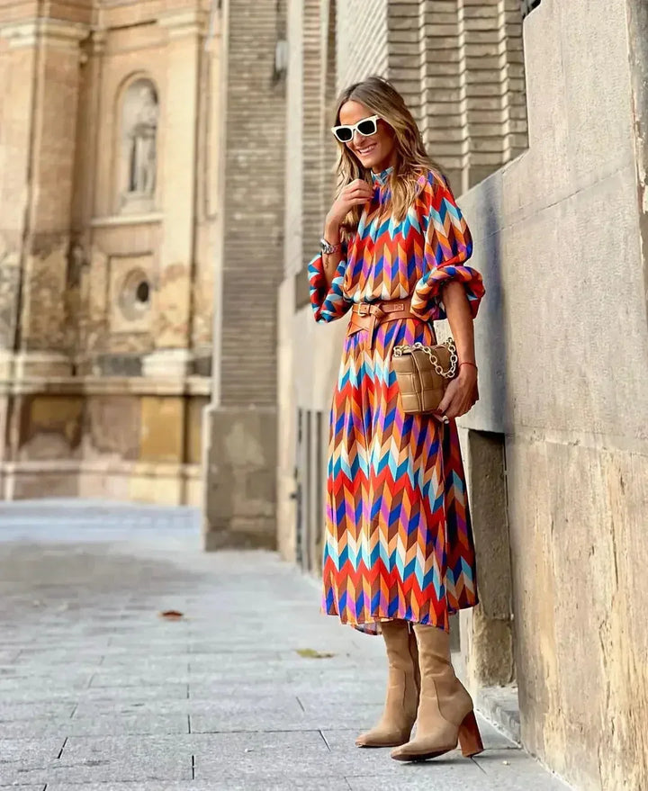 Cassandra | Vestido Midi Gráfico